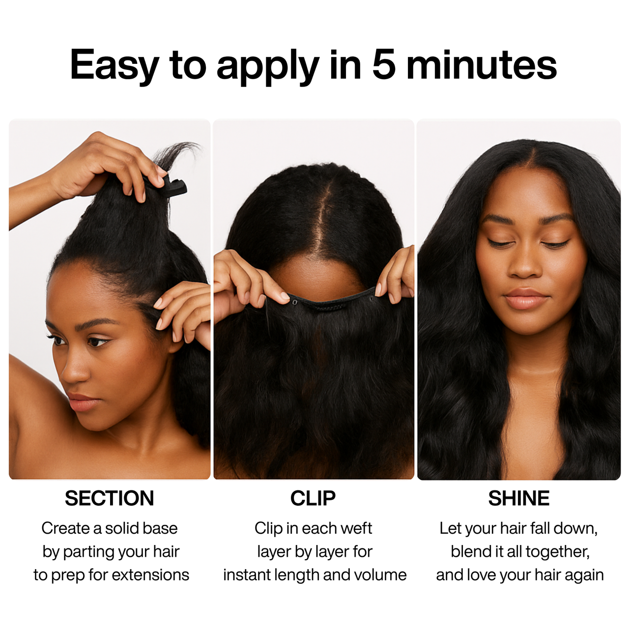 Black Wavy Clip-in Extensions
