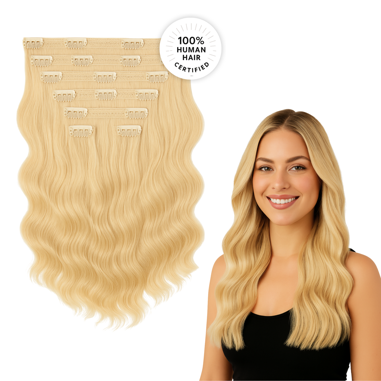 Light Blonde Wavy Clip-in Extensions