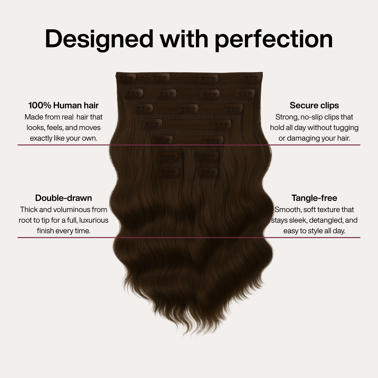 Dark Brown Wavy Clip-in Extensions