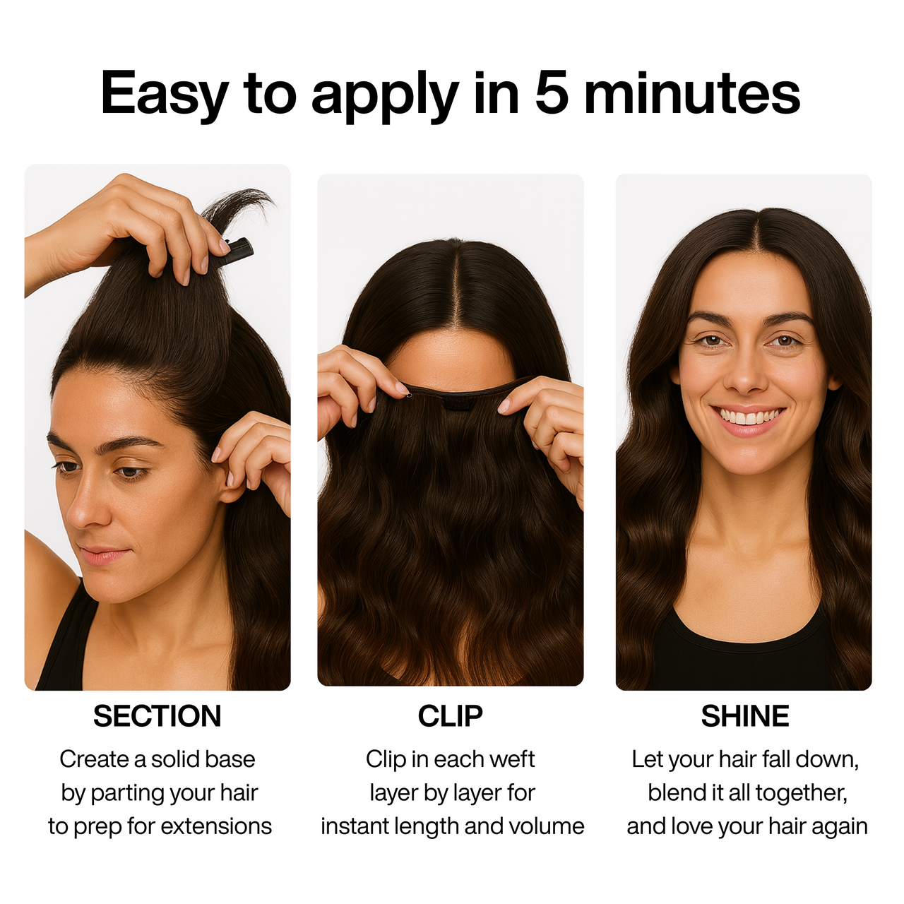 Dark Brown Wavy Clip-in Extensions
