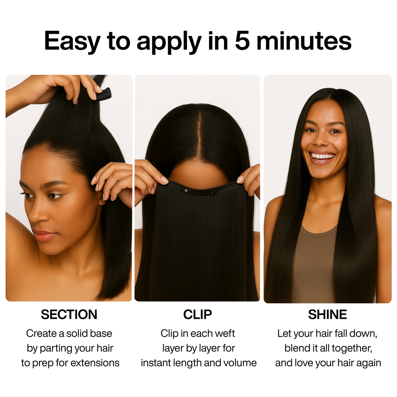 Black Straight Clip-in Extensions