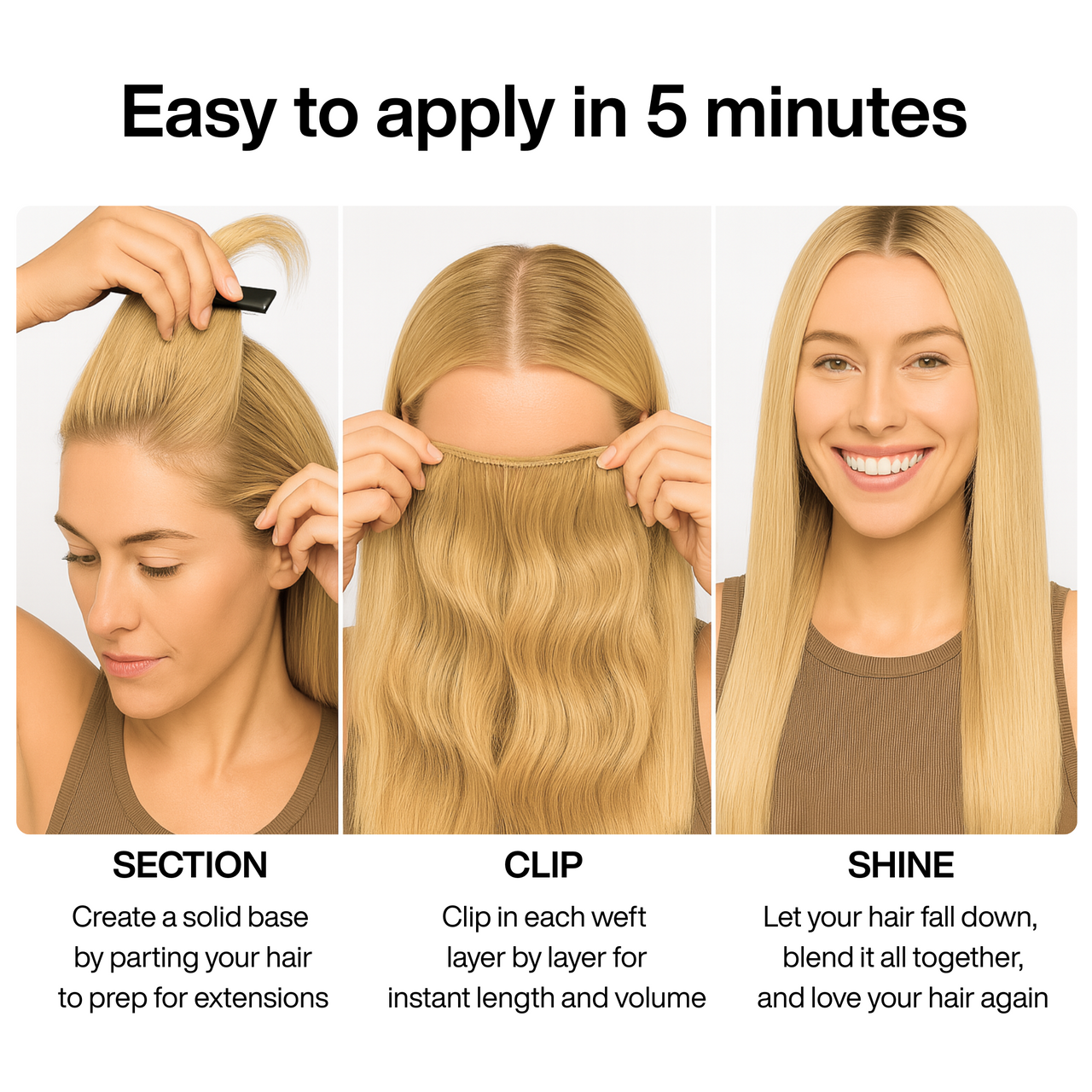 Light Blonde Straight Clip-in Extensions