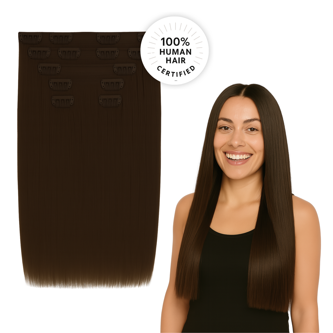 Dark Brown Straight Clip-in Extensions