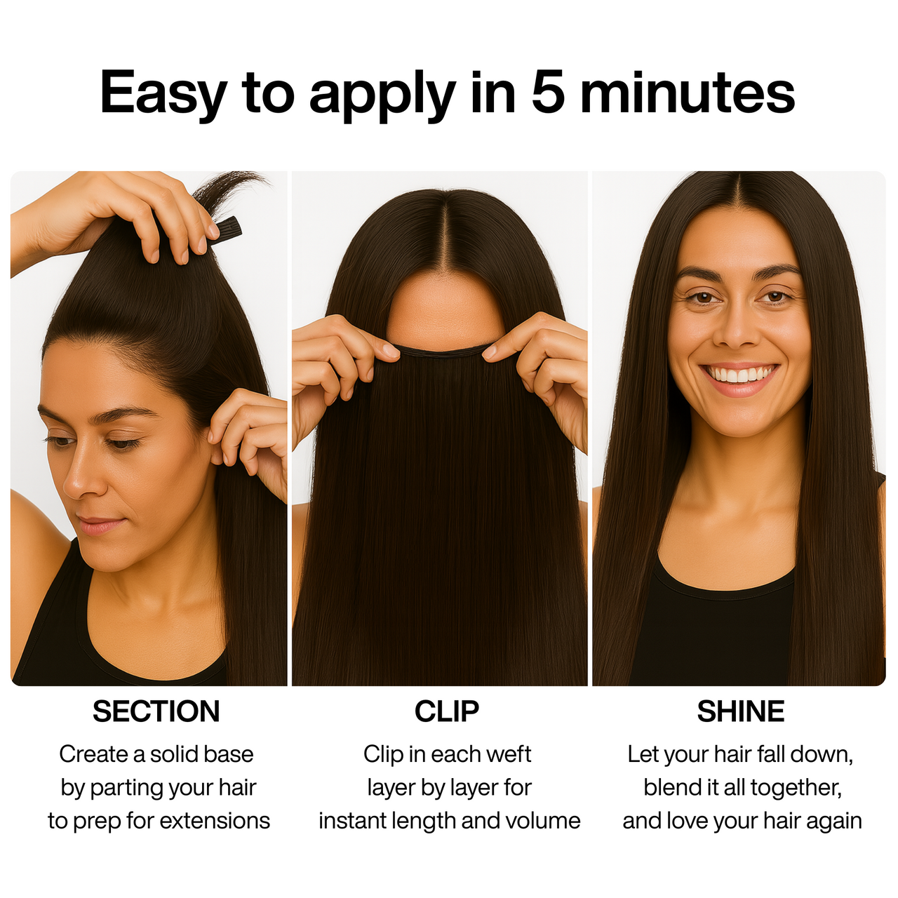 Dark Brown Straight Clip-in Extensions