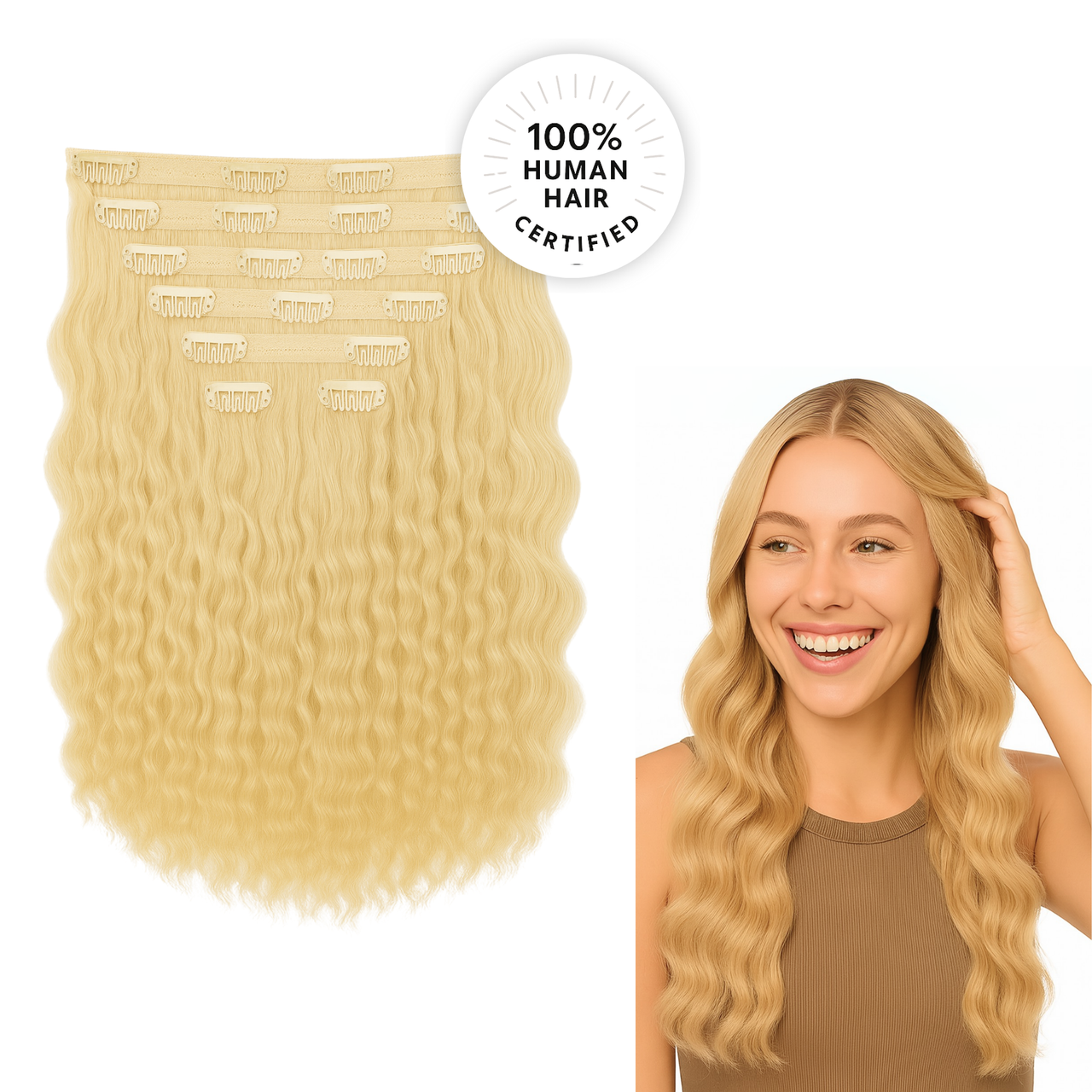 Light Blonde Curly Clip-in Extensions