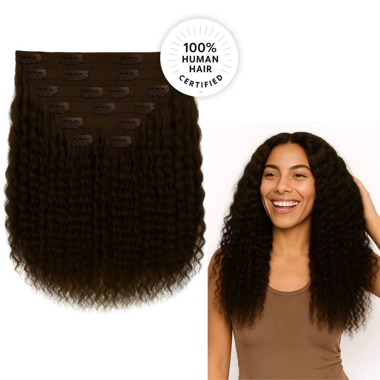 Dark Brown Curly Clip-in Extensions