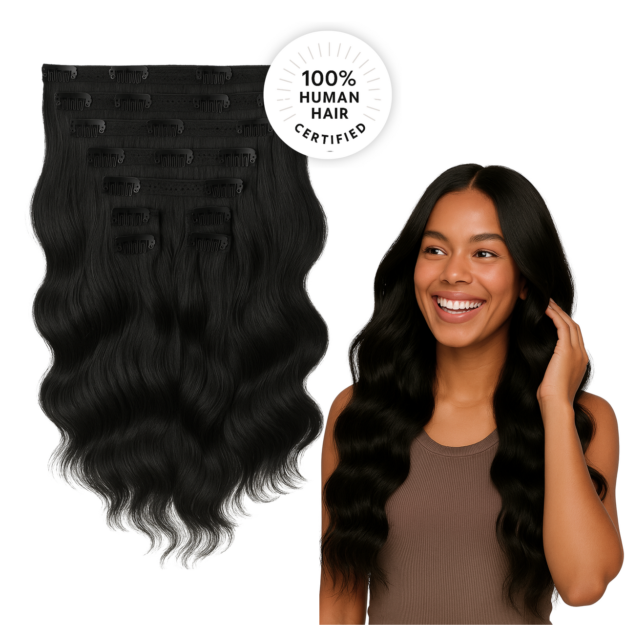 Black Wavy Clip-in Extensions